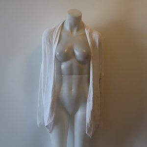 NWT 27 MILES WHITE RIBBED OPEN CARDIGAN SWEATER S